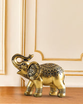 Alamkari India Polyresin Decorative Small Golden Polyresin Elephant Figurine